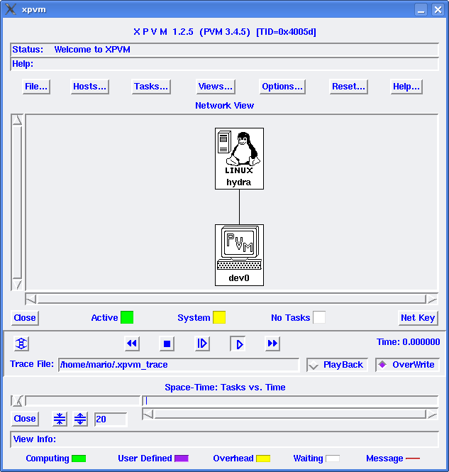 Figure 2: xpvm showing cluster